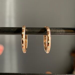 Pandora Rose Gold Hoop Earrings with Crystals